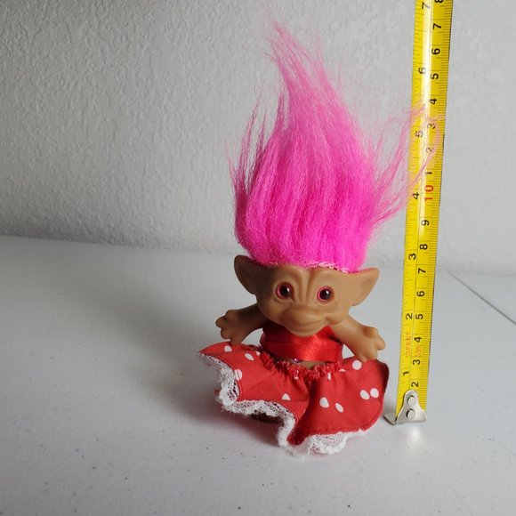 Vintage Ace Novelty Treasure Troll Doll Pink Hair Pink Wishstone Belly Button - Picture 8 of 8